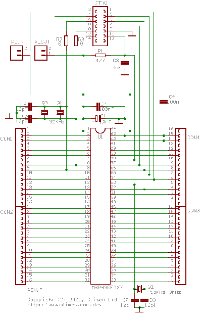 Schema zum Olimex MSP430-H149 Headerboard